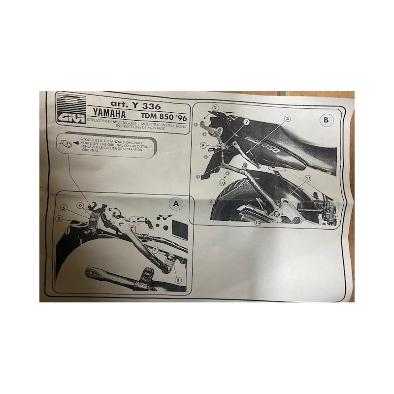 Telaio originale Givi Y336 per piastra portapacchi Yamaha TDM 850