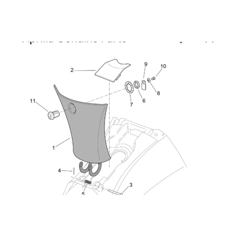 Corpo centrale coperchio tunnel originale Aprilia Leonardo 250, 99-01, AP8148084
